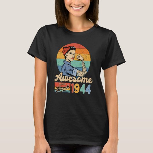 79 jaar Geweldige sinds maart 1944, geboortedag vo T-shirt (Voorkant)