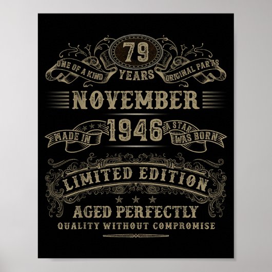 79 Year Old 79th Bday November 1946 Limited Editio Poster (Voorkant)