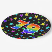79e evenement: Bold, Fun, Kleurrijke Regenboog 79 Papieren Bordje (Gekanteld)