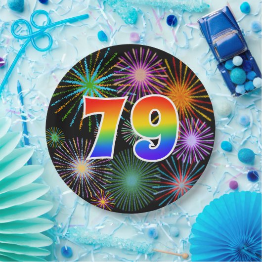 79e Evenement - Leuk, Kleurrijk, Vet, Regenboog 79 Papieren Bordje (Feest)