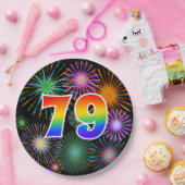 79e Evenement - Leuk, Kleurrijk, Vet, Regenboog 79 Papieren Bordje (Feest)
