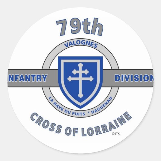 79E INFANTRY DIVISION "CROSS OF LORRAINE" RONDE STICKER (Voorkant)