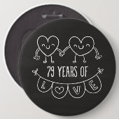 79e Jubileum Gift Chalk Hearts Ronde Button 6,0 Cm (Voorkant /achterkant)