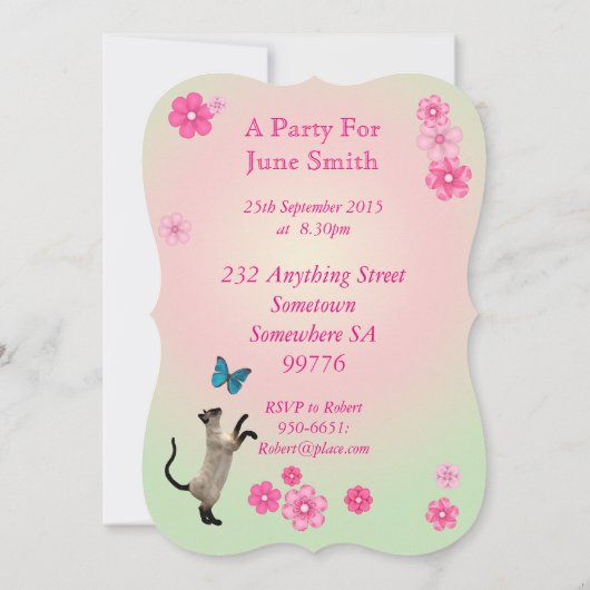 79e uitnodiging van de Birthday Party (Achterkant)