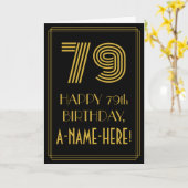 79e verjaardag: Art Deco Geïnspireerde look "79" e Kaart (Gele Bloem)