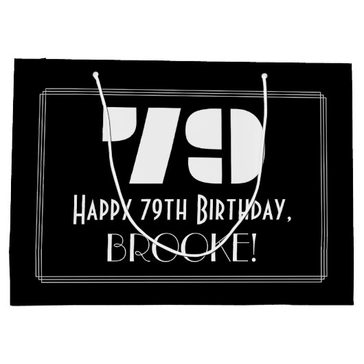 79e verjaardag ~ Art Deco Geïnspireerde look "79"  Groot Cadeauzakje (Achterkant)