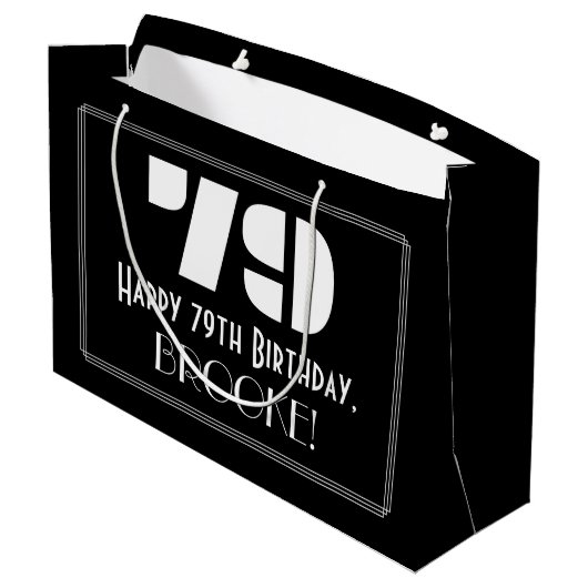 79e verjaardag ~ Art Deco Geïnspireerde look "79"  Groot Cadeauzakje (Achterkant Gekanteld)