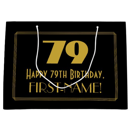 79e verjaardag — Art Deco Geïnspireerde look "79"  Groot Cadeauzakje (Voorkant)