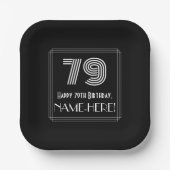 79e verjaardag — Art Deco Geïnspireerde look "79" Papieren Bordje (Voorkant)