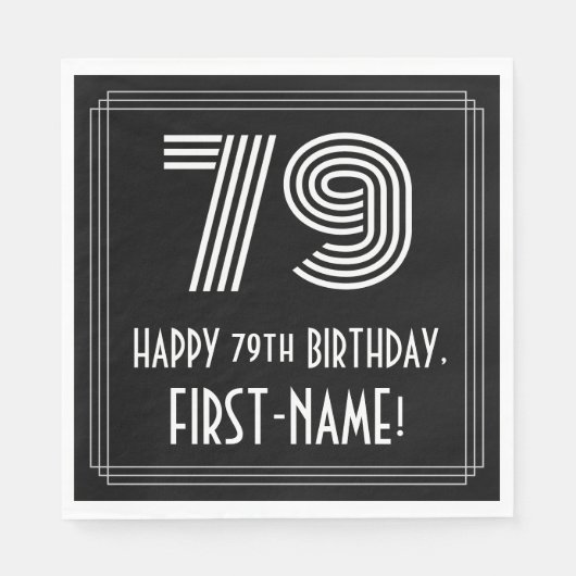 79e verjaardag: Art Deco Geïnspireerde look "79" + Servet (Voorkant)