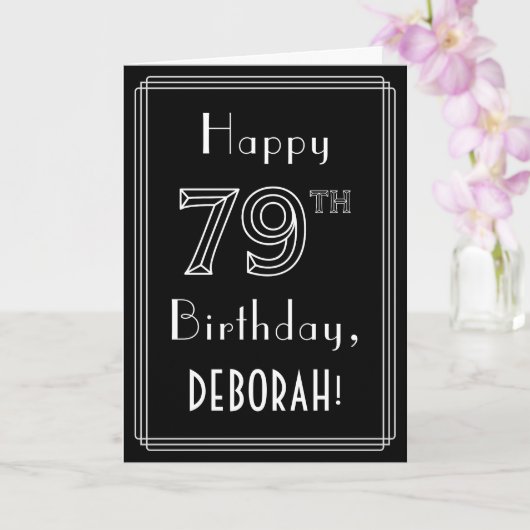 79e verjaardag: Art Deco Style # 79 en aangepaste  Kaart (Orchidee)