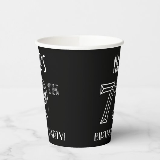 79e verjaardag: Art Deco Style + aangepaste naam Papieren Bekers (Links)
