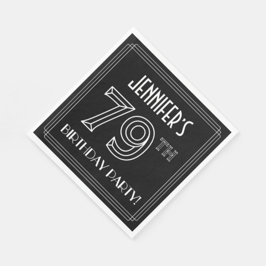 79e verjaardag: Art Deco Style + aangepaste naam Servet (Hoek)