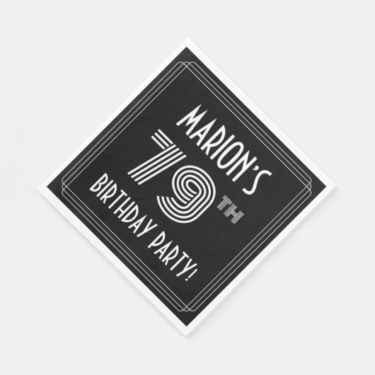 79e verjaardag: Art Deco Style + aangepaste naam Servet (Hoek)