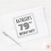 79e verjaardag: Art Deco Style + aangepaste naam Vierkante Sticker (Envelop)