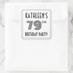 79e verjaardag: Art Deco Style + aangepaste naam Vierkante Sticker