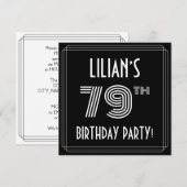 79e verjaardag: Art Deco Style met aangepaste naam Kaart (Voorkant / Achterkant)