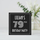 79e verjaardag: Art Deco Style met aangepaste naam Kaart (Staand voorkant)