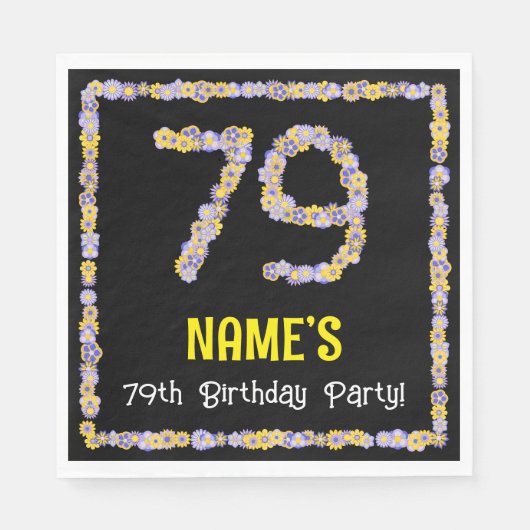 79e verjaardag: bloem bloemen nummer, aangepaste n servet (Voorkant)