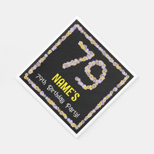 79e verjaardag: bloem bloemen nummer, aangepaste n servet (Hoek)