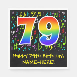 79e verjaardag - Colorful Music Symbols, Rainbow 7 Servet