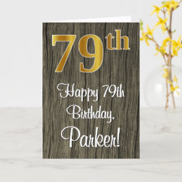 79e verjaardag: Elegant Faux Gold Look #, Faux Woo Kaart