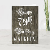 79e verjaardag: Fancy, elegante tekst; Faux Hood l Kaart (Voorkant)