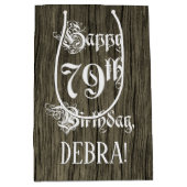 79e verjaardag: Fancy, Faux Wood Kijk + Aangepaste Medium Cadeauzakje (Voorkant)