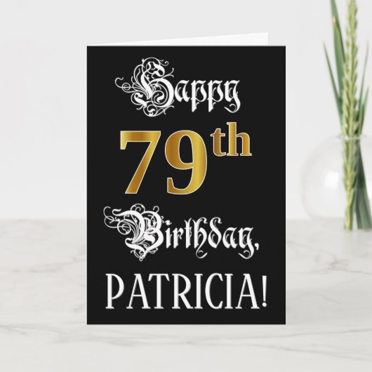 79e verjaardag — Fancy script; Faux Gold Kijk; naa Kaart (Voorkant)