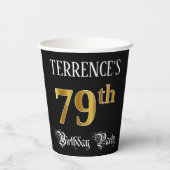 79e verjaardag — Fancy script, Faux Gold look Papieren Bekers (Achterkant)