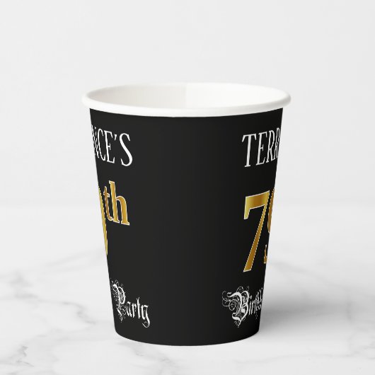 79e verjaardag — Fancy script, Faux Gold look Papieren Bekers (Links)