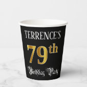 79e verjaardag — Fancy script, Faux Gold look Papieren Bekers (Voorkant)