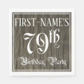 79e verjaardag — Fancy script, kijk op hout Servet (Voorkant)