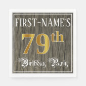 79e verjaardag — Faux Gold & Faux Wood Ziet er uit Servet (Voorkant)