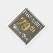 79e verjaardag — Faux Gold & Faux Wood Ziet er uit Servet (Hoek)