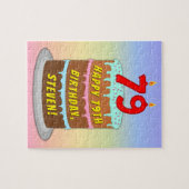 79e verjaardag: Fun Cake and Candles + Custom Name Legpuzzel (Horizontaal)