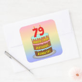79e verjaardag: Fun Cake and Candles + Custom Name Vierkante Sticker (Envelop)