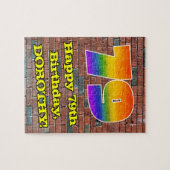 79e verjaardag: Fun Graffiti-geïnspireerde regenbo Legpuzzel (Horizontaal)