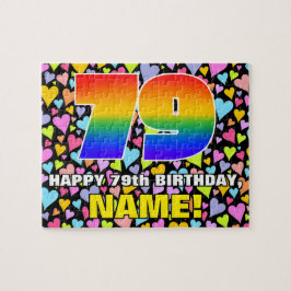 79e verjaardag — Fun, liefhebbende hartvormen + "7 Legpuzzel