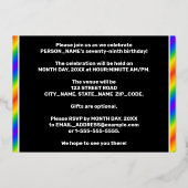 79e verjaardag - Fun, regenboogspectrum "79" Folie Uitnodiging (Achterkant)