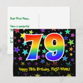 79e verjaardag: Fun sterren patroon, Regenboog 79, Briefkaart (Voorkant / Achterkant)