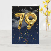 79e verjaardag Gold Mylar ballon en Confetti Card Kaart (Gele Bloem)