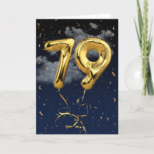 79e verjaardag Gold Mylar ballon en Confetti Card Kaart