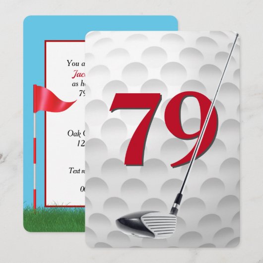 79e verjaardag golf thema feest kaart (Voorkant / Achterkant)