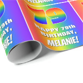 79e verjaardag: kleurrijk, vun regenboogpatroon #  cadeaupapier (Rol Hoek)