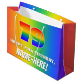 79e verjaardag: kleurrijk, vun regenboogpatroon #  groot cadeauzakje (Voorkant Gekanteld)