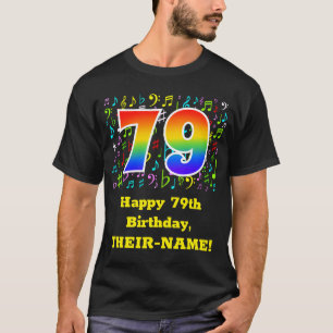 79e verjaardag: Kleurrijke muzieksymbolen, Regenbo T-shirt