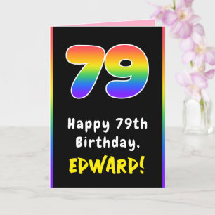 79e verjaardag: kleurrijke regenboog # 79, aangepa kaart
