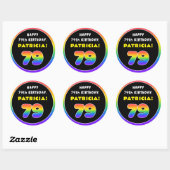 79e verjaardag: kleurrijke regenboog # 79, aangepa ronde sticker (Vel)