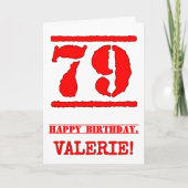 79e verjaardag: Leuk, rood rubberen stempel geïnsp Kaart (Voorkant)